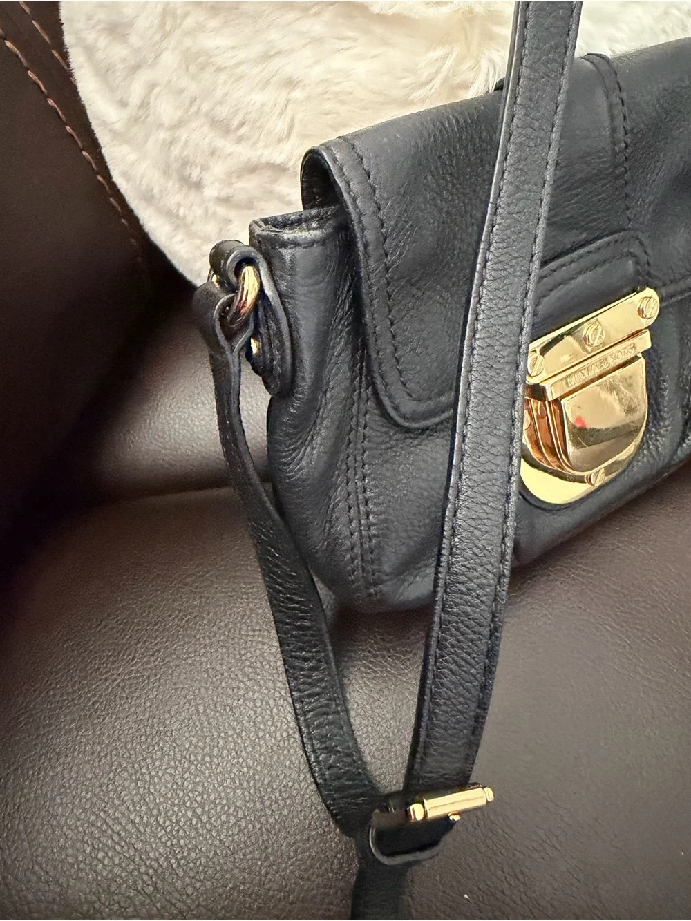Vintage Michael Kors Charlton Small Crossbody Bag Black Pebbled Leather